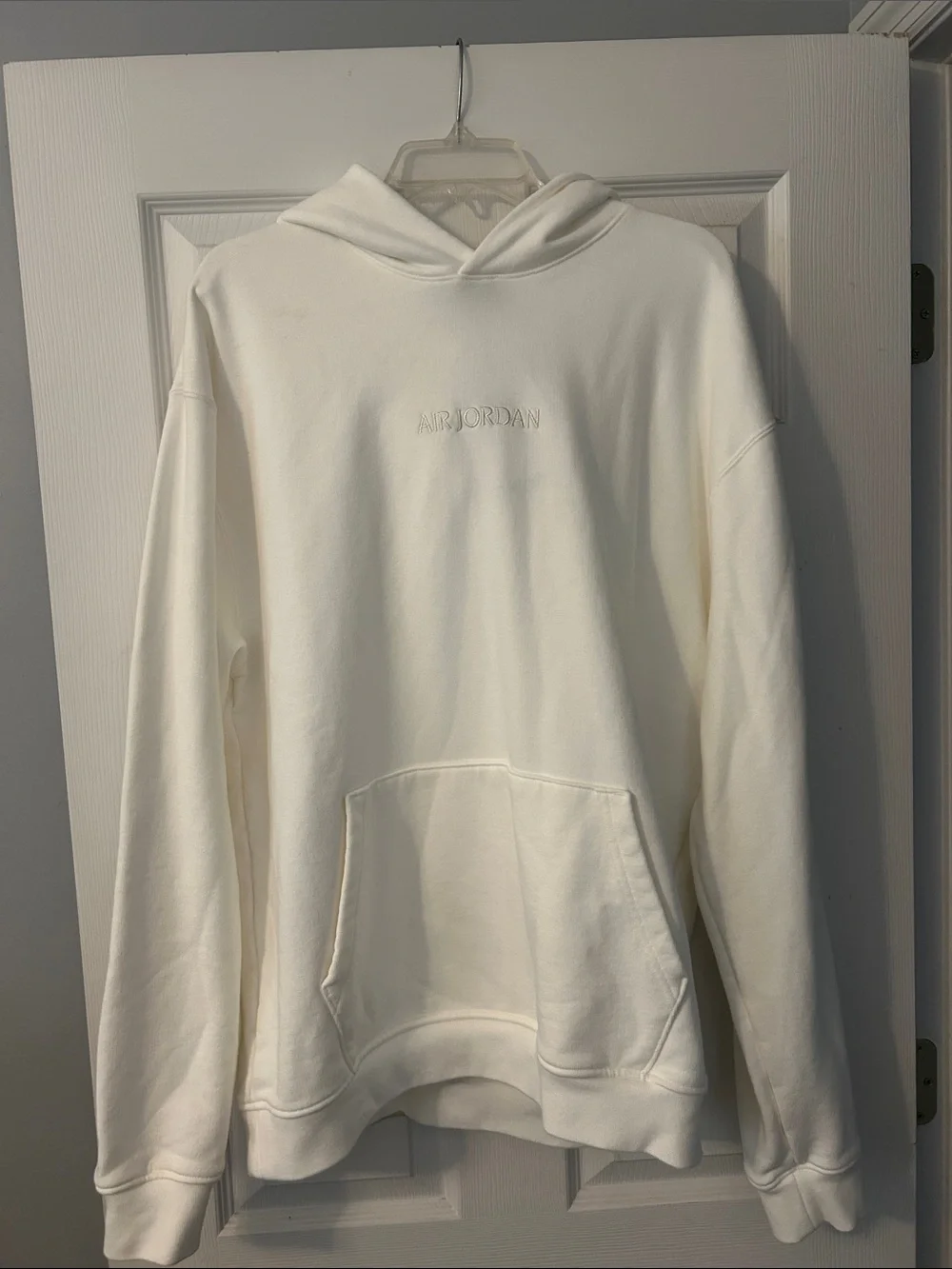 Air Jordan Men's White Embroidered Hoodie Sweatshirt